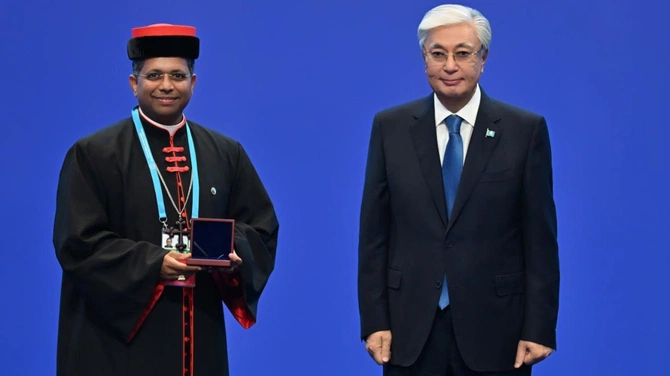 Kard. George Jacob Koovakad i prezydent Kazachstanu Kasym-Żomart Tokajew