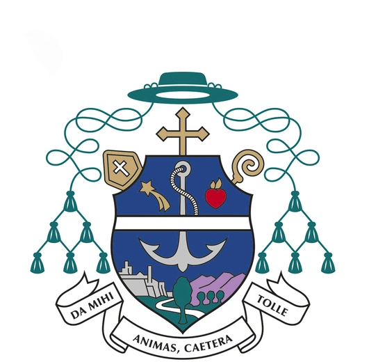 Herb biskupa katowickiego Augusta Hlonda SDB.