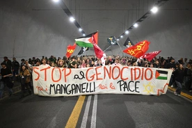 Manifestacja poparcia dla celów flotylii w Rzymie