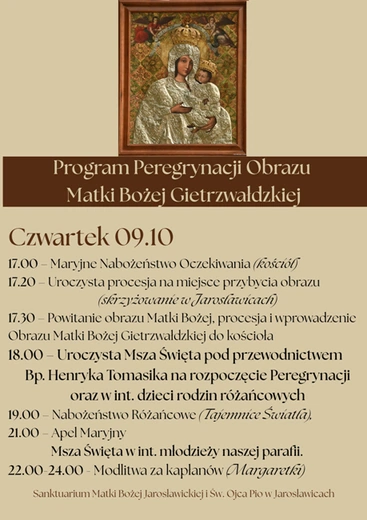 Peregrynację kopii obrazu Matki Bożej Gietrzwałdzkiej w Jarosławicach