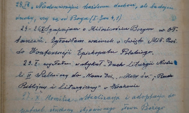Fragment kardy z dziennika Błogosławionego