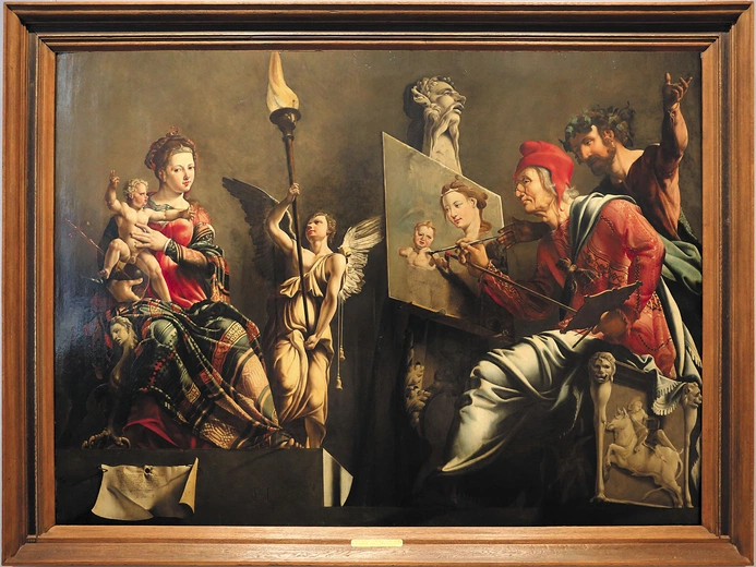Św. Łukasz malujący Madonnę z Dzieciątkiem na obrazie z XVI wieku