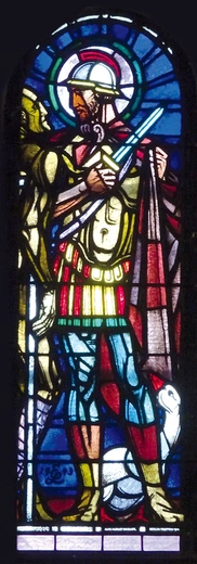 Witraże „Św. Marcin z Tours” w kościołach: św. Antoniego w Gliwicach-Wójtowej Wsi, 1943–1944, August Wagner, Berlin… 