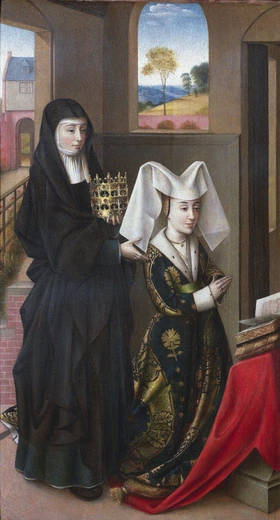 Izabela Portugalska ze św. Elżbietą Węgierską. XV-wieczne dzieło Petrusa Christusa