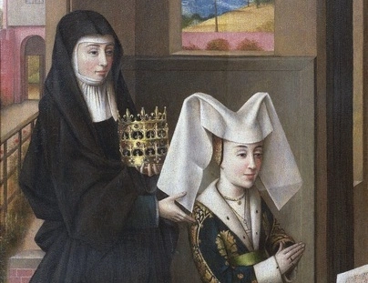 Izabela Portugalska ze św. Elżbietą Węgierską. XV-wieczne dzieło Petrusa Christusa