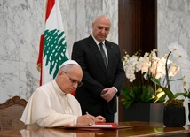 Leon XIV z prezydentem LIbanu, Josephem Aounem