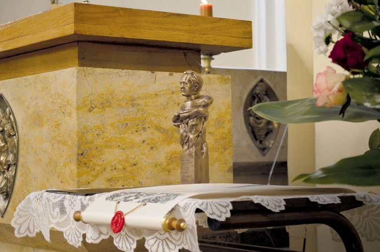 Laureat otrzymuje statuetkę z popiersiem patrona wyróżnienia.