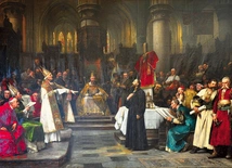 Jan Hus oskarżony  na Soborze w Konstancji.  Obraz pędzla Václava Brožíka.