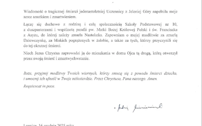 List biskupa Andrzeja ws. zbrodni w Jeleniej Górze