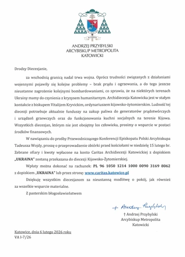 Abp Andrzej Przybylski prosi o wsparcie dla mieszkańców Ukrainy