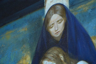 Fragment jednej ze stacji nowej Drogi Krzyżowej w Bazylice Watykańskiej