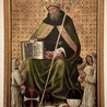 Bernardino di Betto,  zwany Pinturicchio,  „Święty Augustyn  zasiadajacy na tronie pomiędzy  trzema biczownikami”,  1499 rok,  Muzeum Narodowe  Umbrii w Perugii.