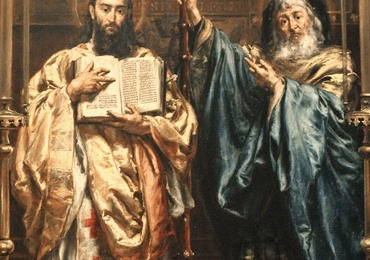 Obraz apostołów Słowian,  świętych Cyryla i Metodego,  z bazyliki w Velehradzie na Morawach,  który namalował Jan Matejko  i podarował Morawianom w 1885 roku. 