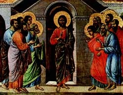 Chrystus ukazuje się apostołom, przechodząc przez zamknięte drzwi