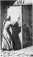 95 tez ks. Marcina Lutra, które zostały przybite na drzwiach kościoła zamkowego w Wittenberdze 31 X 1517 r.