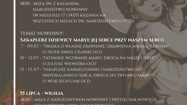 Wigilia - UROCZYSTOŚĆ NAJŚWIĘTSZEJ MARYI PANNY Z GÓRY KARMEL