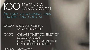 100 rocznica kanonizacji św. Teresy od Dzieciątka Jezus i Najświętszego Oblicza